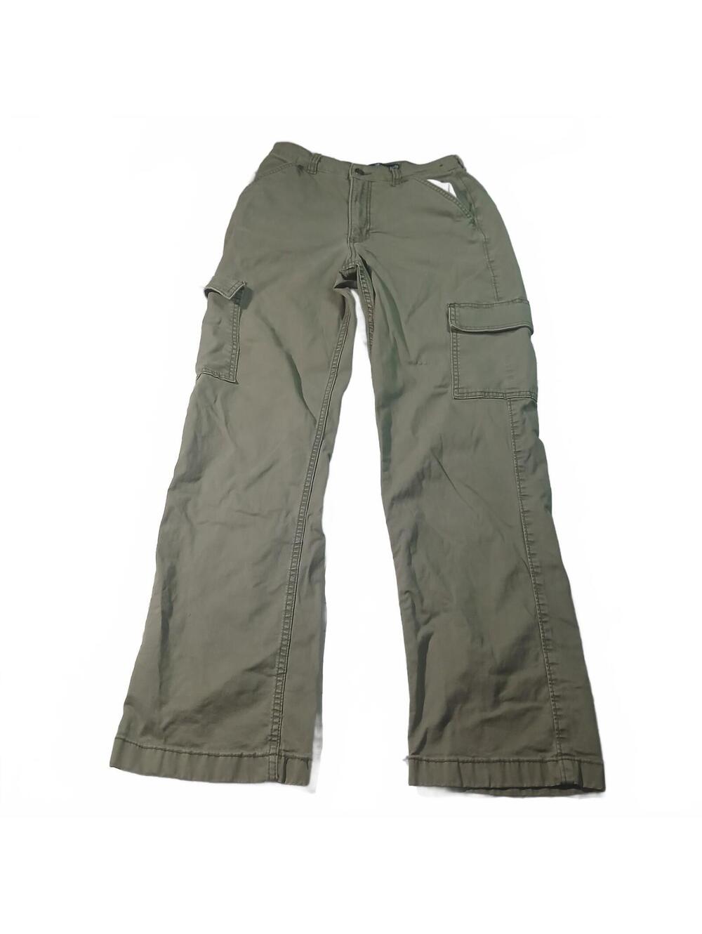 Hollister Olive Cargo Pants Ultra High Rise Dad Pant Casual Y2K Streetwear 26R
